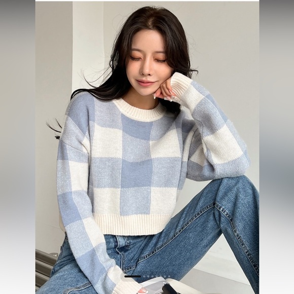 Dazy Buffalo Plaid Drop Shoulder Sweater - Picture 7 of 8